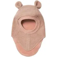 Huttelihut Balaclava - Ull/Bomull - 2-lags - Plys - Rose Melange - - 0-1 år (50-80) - Balaclava - dobbel