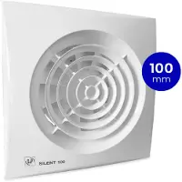 Technim Ventilator Silent 100 CZ, standardmodel. Luftmængde 95 m³/h, mål 158x158/Ø99 mm.