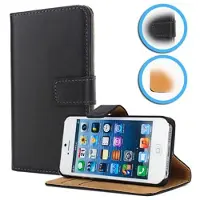 Mtp Products iPhone 5/5S/SE lommebokveske i lær - beskyttelse og lommebok - svart