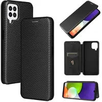 Mtp Products Samsung Galaxy A22 4G Flip-deksel - Karbonfiber - Svart