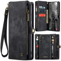 CASEME Samsung Galaxy S25 008 2-i-1 Multifunksjonell Lommebok-deksel - Svart