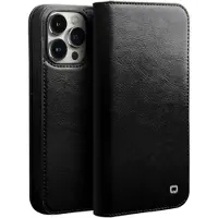 Qialino Classic iPhone 14 Plus Lommebok-deksel I Lær - Svart