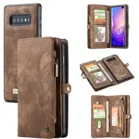 CASEME 2-i-1 Multifunksjonelt Samsung Galaxy S10 Lommebok-deksel - Brun