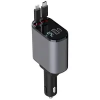 Mtp Products X16 100W superrask 180-graders roterende billader med uttrekkbare USB-C- og Lightning-kabler
