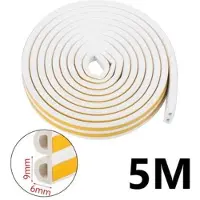 Mtp Products Selvklebende EPDM-tetningslist for dører og vinduer - 5m, 9x6mm - Hvit