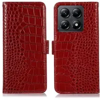 Mtp Products Xiaomi 14T Pro Crocodile Series Lommebok-deksel i Lær med RFID - Rød