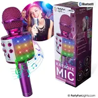Partyfunlights Karaoke mikrofon med højttaler - Pink