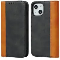 Mtp Products Elegance Series iPhone 14 Lommebok-deksel - Svart / Lysebrun