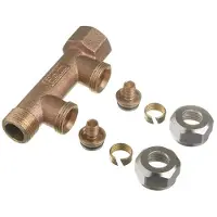 Roth EURO-red fordelerrør er udført i CC499K Rødgods, og med 2 afgreninger til 15mm pex. Skærering og omløber i messing