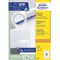 Avery Universaletiketter, 70 x 42,3 mm, 2.100 Etiketter, Hvit