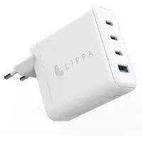 Lippa 100W PD & QC GaN Wall Charger - 3x USB-C, USB-A - White