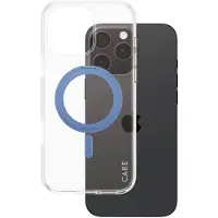 CARE by PanzerGlass Feature Case Transparent w. Blue Kickstand & MagSafe iPhone 16 Pro Max