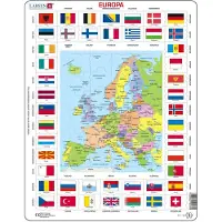 Larsen Map Europe with Flags 70 pcs. 2D Puslespill