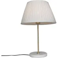 QAZQA Retro bordlampe messing med plissé skjerm krem 35 cm - Kaso