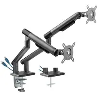 Dutzo Skjermholder for 2 skjermer (17"-32") - Slim USB-utgave (Svart)