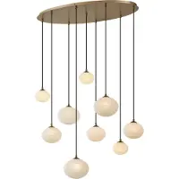 QAZQA Art Deco Pendellampe Gull med Opal Glass 9-Lys - Yani