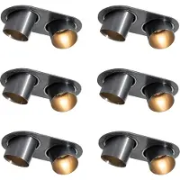 QAZQA Sett med 6 innfelte spotter gunmetal GU10 50mm 2-lys - Installa