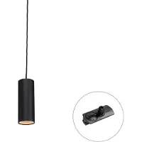 QAZQA Design Pendellampe Sort Inkl. Skinneadapter 1-Fase - Iconic Tubo