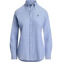 Ralph Lauren for woman. 211941509004 Blue fil-à-fil stretch cotton shirt (40), Casual, Long sleeve