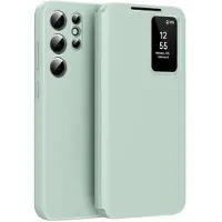 Mtp Products Samsung Galaxy S24 Ultra Smart Clear View Flip-etui med kortspor - lysegrønn