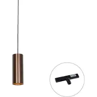 QAZQA Designer pendellampe mørk bronse inkl. 1-fase skinneadapter - Slimline Tubo
