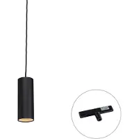 QAZQA Designer pendellampe svart inkl. 1-fase skinneadapter - Slimline Tubo