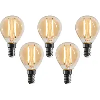 LUEDD Sett med 5 E14 dimbare LED-pærer G45 gull 4W 330 lm 2100K