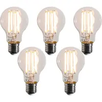 LUEDD Sett med 5 smarte E27 dimbare i Kelvin LED-pærer A60 Klar 7W 806 lm 1800-3000K