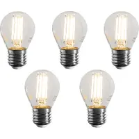 LUEDD Sett med 5 E27 dimbare LED-filamentpærer G45 klare 4W 470 lm 2700K