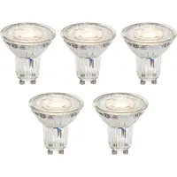 LUEDD Sett med 5 GU10 50mm dimbare Kelvin LED-pærer klare 4,9W 400 lm 2200-3000K