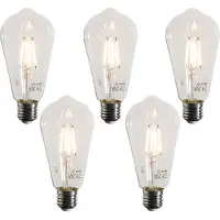 LUEDD Sett med 5 E27 LED Filamentpærer ST64 Klar 4W 470 lm 2700K