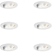 QAZQA Sett med 6 innfelte spotter hvit 6,8 cm inkl. LED 545 lm dimbar IP65 - Gaius