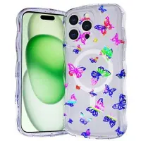 Mtp Products iPhone 16 Pro Wave-Edge Laser Glitter MagSafe-deksel - sommerfugl
