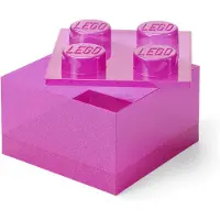 LEGO Storage Brick 4 Top Lid Glitter Medium Violet