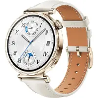 INF Klokkerem i ekte skinn til Huawei Watch GT5 - 18MM White + Gold