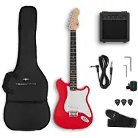 Gear4Music VISIONSTRING Elektrisk Gitarpakke Rød
