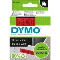 Dymo D1 - Fjernbart adhesiv - svart på rødt - Rull (1,2 cm x 7 m) 1 rull(er) merkelapper - for LabelMANAGER 100, 160, 210, 220, 260, 280, 300, 360, 420, Wireless PnP LabelPOINT 250