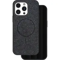 24hShop Glitrende etui til iPhone 14 Pro med MagSafe og metallknapper - Svart