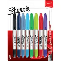 Sharpie Permanent Markers Twin Tip Assorted Standard Colours 8 Pack