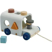 PlanToys Leketøy Med Snor - Buss m. Puttekasse - Tre/Lyseblå - - OneSize - Leker på hjul