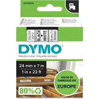 Dymo Merkebånd D1 24 mm, svart på hvit