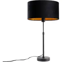 QAZQA Bordlampe sort med oval fløyels skjerm sort 35 cm - Parte