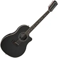 Gear4Music 12-strengs elektroakustisk Roundback gitar fra svart
