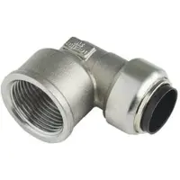 Roth vinkel 90° 18 mm x 12 muffe rustfri stål