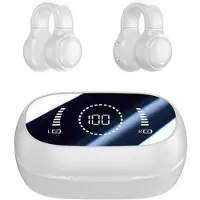 Mtp Products M47 Earclip Bone Conduction Trådløse hodetelefoner med mikrofon Bluetooth 5.3 Gaming Headset Støyreduksjon Sportshøretelefoner - Hvit