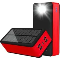 Mtp Products Psooo PS-400 Solcelle Powerbank - 4xUSB-A, 50000mAh - Rød