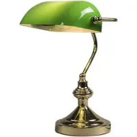 QAZQA Klassisk bordlampe/notarlampe messing med grønt glass - Banker