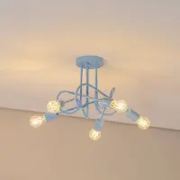 Helam Taklampe Oxford, lyseblå, Ø 47 cm, metall, 5 lyskilder
