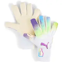 Puma ULTRA Ultimate BRILLIANCE Hybrid Goalkeeper Gloves, Accessories, White/Pure Magenta/Fizzy Apple, 8.5