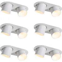 QAZQA Sett med 6 innfelte spotter hvit GU10 50mm 2-lys - Installa